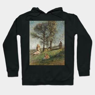 A Young Family Under Trees On A Hill by Adolphe Monticelli Hoodie